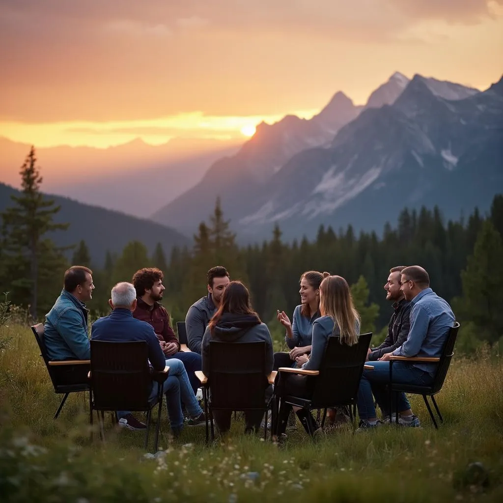Outdoor retreat session for executive clients