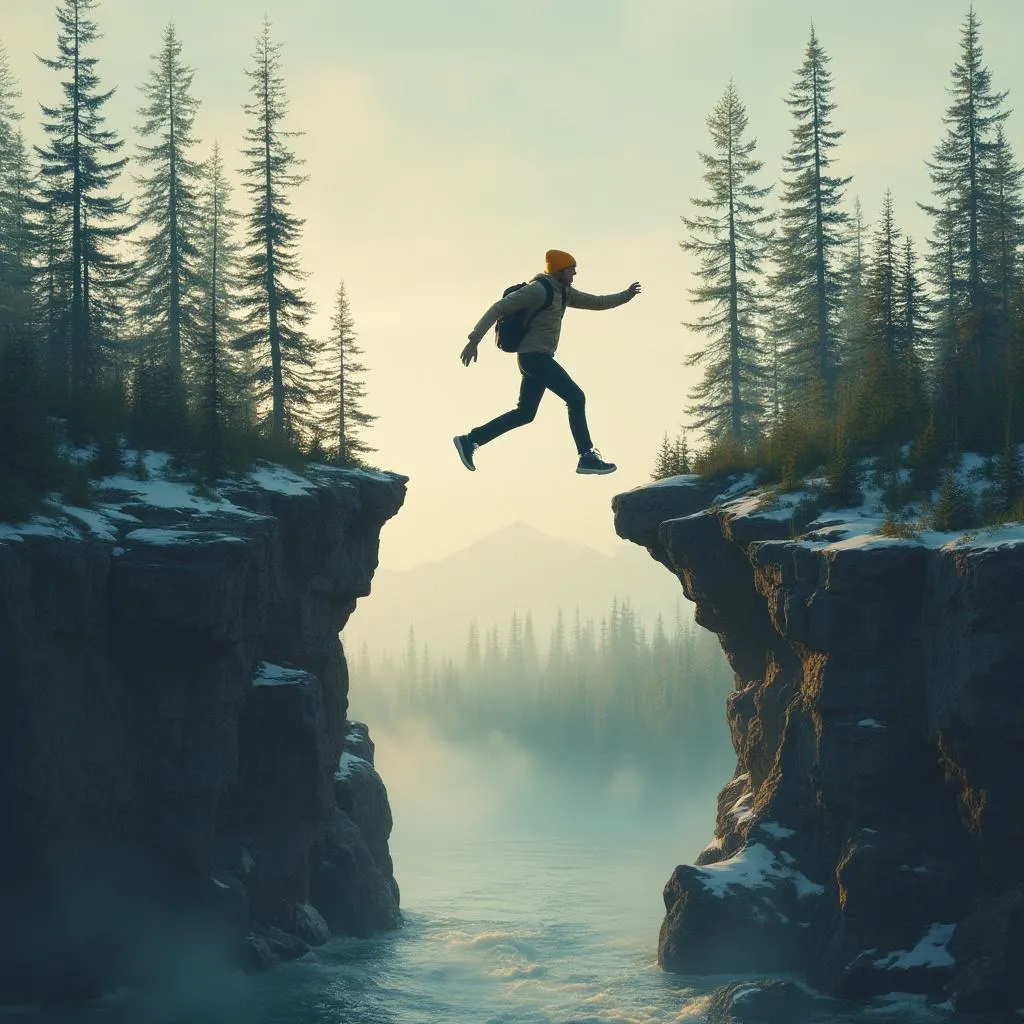 Person stepping outside comfort zone