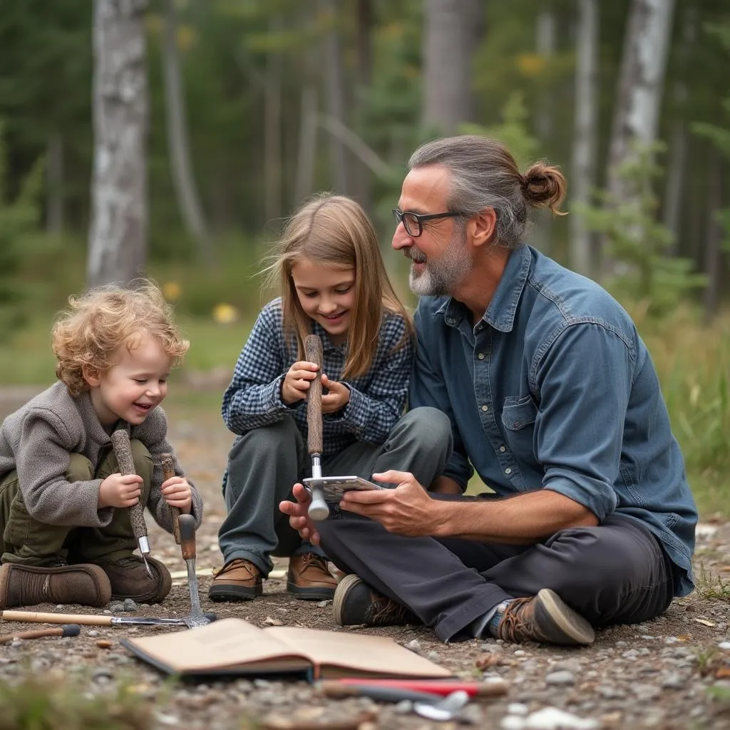 Man enjoying work-life balance with family